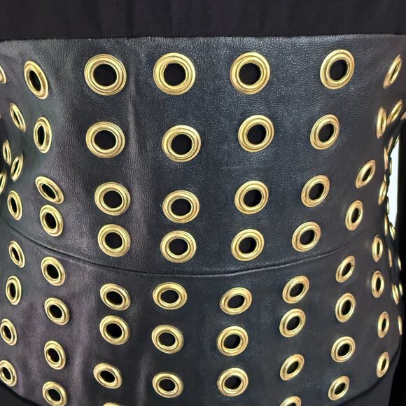 Jovani Faux Leather Long Sleeve Low Back Black Dress Size 10 Cocktail Mini Sexy - Picture 9 of 12